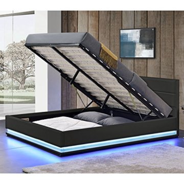 ArtLife Polsterbett Toulouse 140 x 200 cm mit rundum LED und Bettkasten - schwarz - 3