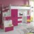 Furnistad | Hochbett für Kinder Sky | Kinderhochbett mit Treppe, Schreibtisch und Schrank (Option links, Weiß + Rosa) - 1