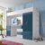 Furnistad Kinderzimmer Komplett Smart | Kinder Hochbett mit Leiter, Schreibtisch und Schrank (Option rechts, Weiß + Blau) - 1