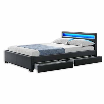 Home Deluxe - LED Bett – Nube dunkelgrau - 180 x 200 cm - verschiedene Farben und Größen - 1