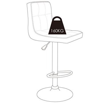 HOMFA 2x Barhocker Tresenhocker für Bartisch Barstühle 360° drehbar höhenverstellbar 93-113cm “Karo” Sitzfläche Schwarz (4) - 5