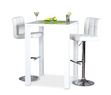 levandeo Bar-Tisch Tresen Küchentisch Weiß Hochglanz Stehtisch Bartresen Esstisch Ablage Küche 105x80x80cm - 2
