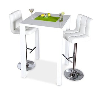 levandeo Bar-Tisch Tresen Küchentisch Weiß Hochglanz Stehtisch Bartresen Esstisch Ablage Küche 105x80x80cm - 3