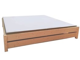 LIEGEWERK Premium Futon Bett Holz massiv Holzbett für hohe Matratzen 90 100 120 140 160 180 200 x 200cm hergestellt in BRD (180cm x 200cm) - 1