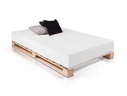 PALETTI Palettenbett Massivholzbett Holzbett Bett aus Paletten mit 11 Leisten, Palettenmöbel - 1