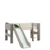 Steens For Kids Kinderbett, Hochbett, inkl. Absturzsicherung und Leiter, Liegefläche 90 x 200 cm, Kiefer massiv, weiß grau - 1