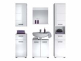 trendteam smart living Badezimmer 5-teilige Set Kombination Skin Gloss, 170 x 182 x 31 cm in Weiß Hochglanz mit viel Stauraum - 1
